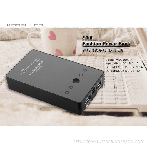 Portable 9000mAh Mobile Power Bank for Smart Phones
